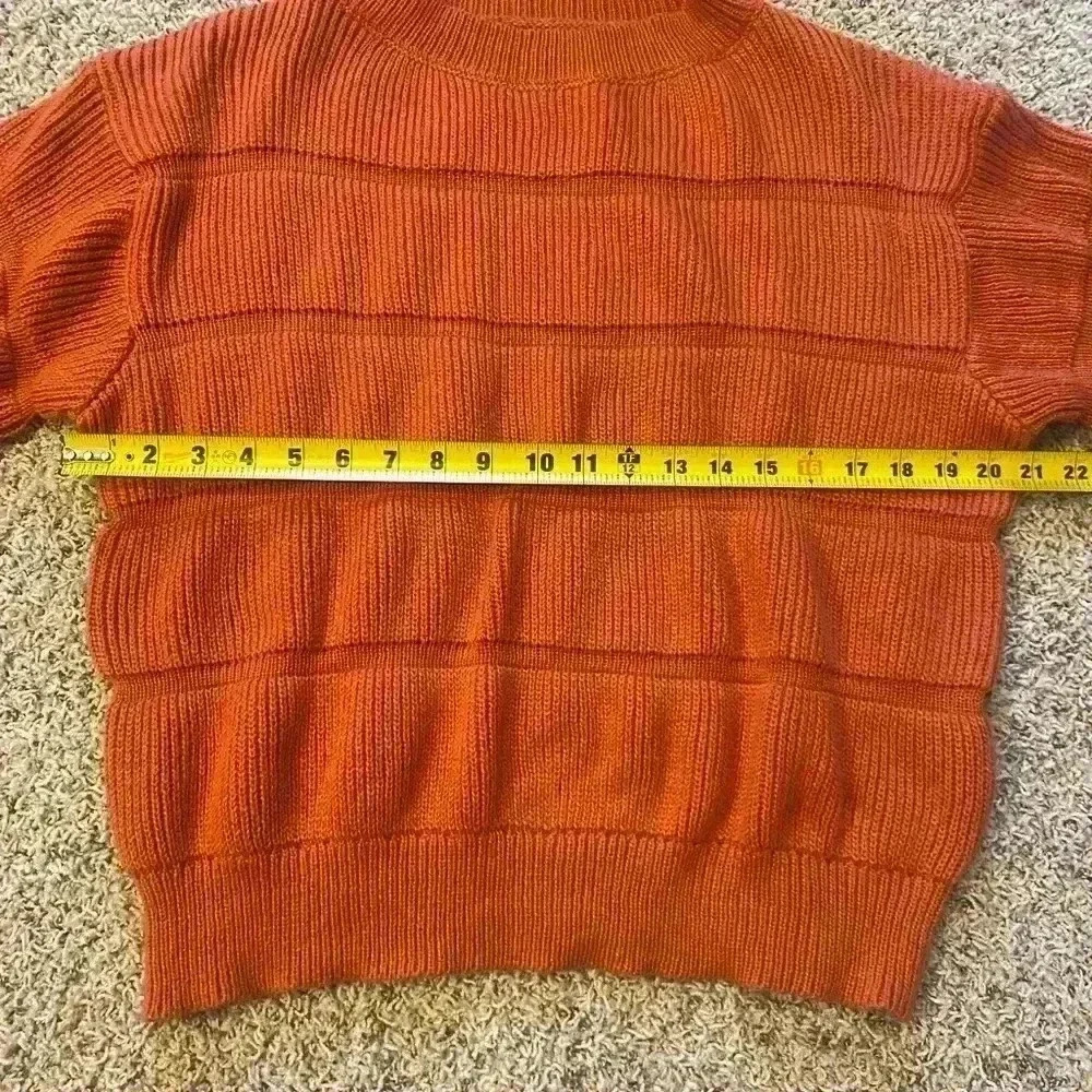 Pretty Garden Rust Balloon Puff Sleeve Cozy Knit Sweater Size M - Picture 10 of 12